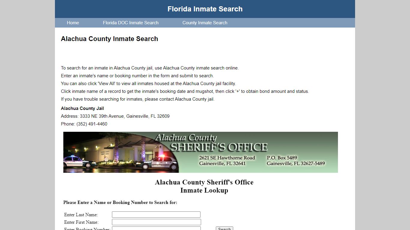 Alachua County Jail Inmate Search